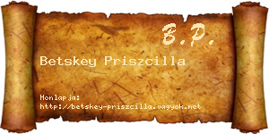 Betskey Priszcilla névjegykártya